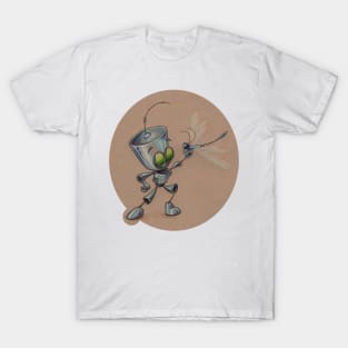 Happy Little Robot with Dragonfly T-Shirt